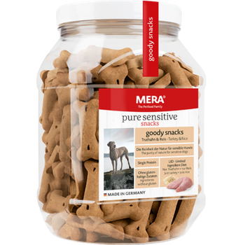 Лакомство для чувствительных собак печенье с индейкой и рисом MERA pure sensitive snacks turkey & rice 600 г