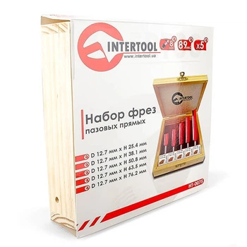 Набор фрез пазовых прямых, 5 шт INTERTOOL HT-0075 (25.4; 38.1; 50.8; 63.5; 76.2 мм)