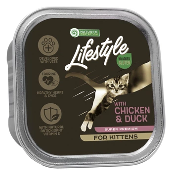 Влажный корм для котят с курицей и уткой Nature's Protection Lifestyle Kitten with chicken and duck, 85 г