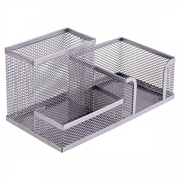 Подставка для канцелярии металл на 3 секции серебро, Органайзер настольный