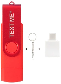 USB\OTG Флеш накопитель TEXT ME 32GB + Адаптер Type-C Red (18821)