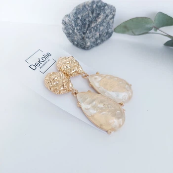 Массивные вечерние серьги DeKolie ER0020 золотистые