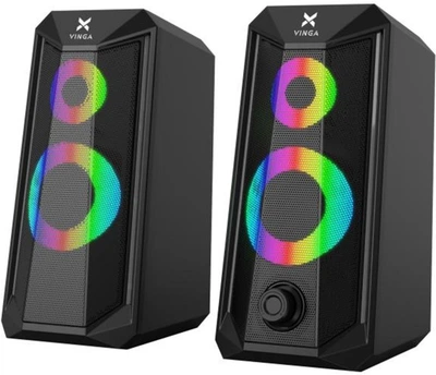 Акустична система 2.0 Vinga SP-200 LED USB Black