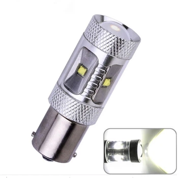 Светодиодная лампа с цоколем 1156 BA15s P21W 6 CREE 30W с линзой Белая Autoexpect (11731)