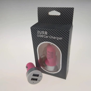 Переходник USB в прикуривателе на 2 входа (Розовый цвет), Авто зарядка на 2 USB