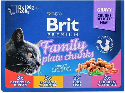 Mokra karma dla kotów BRIT Premium Mix smaków - saszetki 12x100g (8595602506255)