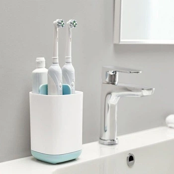 Підставка для зубних щіток Toothbrush Caddy органайзер для ванної кімнати білий з блакитним 4ADGBP
