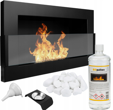 Биокамин настенный со стеклом Fire Comfort 650x400x120 Черный матовый