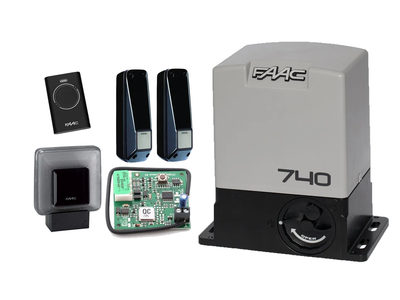 FAAC 740 KIT aвтоматика для откатных ворот (створка до 500 кг.) Фотоэлементы + лампа, 1 шт., Без зубчатой рейки