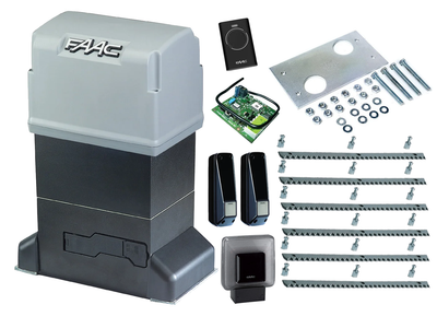 Автоматика для откатных ворот FAAC 844 ER KIT (створка до 1800 кг.) Фотоэлементы + лампа, 1 шт., 6 м