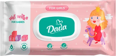 Влажные салфетки Dada Для девочек с клапаном 120 шт (4820207590847)