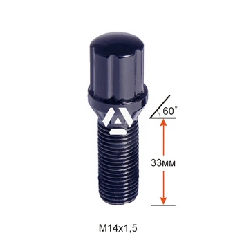Болт колесный шлицевой A174130SD BA Cr M14х1,5х33мм Конус для узких отверстий в диске Черный Хром Ключ-адаптер