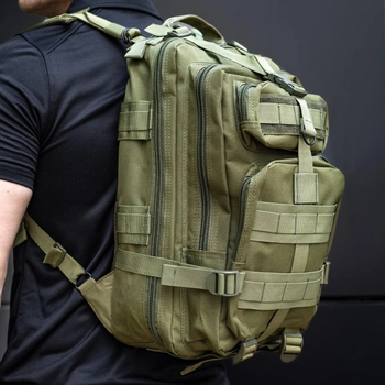 Тактичний Військовий рюкзак на 30 л Хакі з системою MOLLE DOMINATOR Olive Армійський Штурмовий + Тактичні рукавички