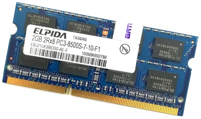 Оперативна пам'ять для ноутбука Elpida SODIMM DDR3 2Gb 1066MHz 8500s CL7 (EBJ21UE8BDS0-AE-F) Б/У