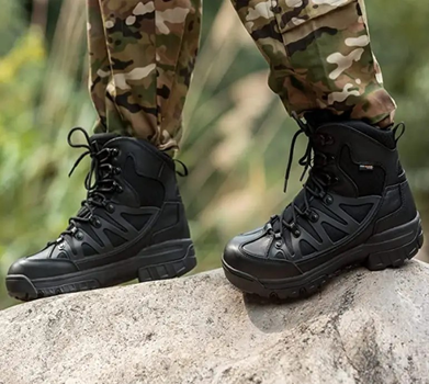 Берці FREE SOLDIER, чорні, дихаюча, водовідштовхувальне, похідне взуття, тактичні армійські черевики, військові черевики р.40