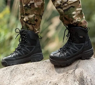 Берці FREE SOLDIER, чорні, дихаюча, водовідштовхувальна, похідне взуття, тактичні армійські черевики, військові черевики р.43