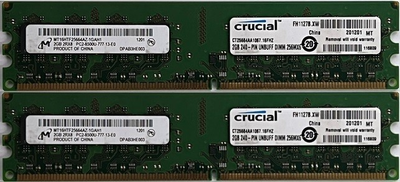 Игровая оперативная память Crucial Dimm 4Gb (2*2Gb) DDR2 1066MHz PC2-8500 CL7 MT16HTF25664AZ-1GAH1 Б\у