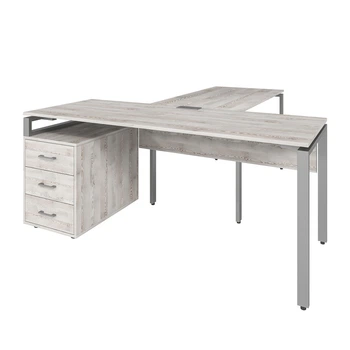 Офисный письменный стол руководителя Loft Details LMB180 с брифингом сосна лофт белая с царгой 36