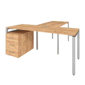 Офисный письменный стол руководителя Loft Details LMB180 с брифингом дуб крафт золотой 36
