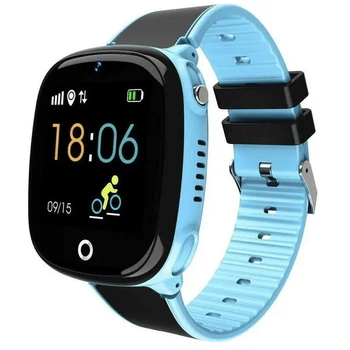 Детские умные смарт-часы Lemfo HW11 Aqua Plus с камерой GPS отслеживанием сенсорным экраном и водонепроницаемым корпусом Голубой 4g.