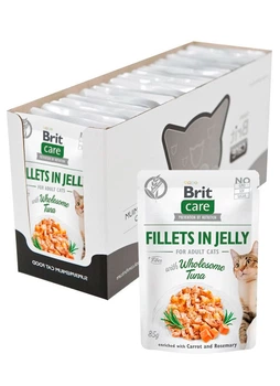 Упаковка вологого корму Brit Care Fillets In Jelly with Wholesome Tuna для котів з тунцем в желе 85 г 24шт