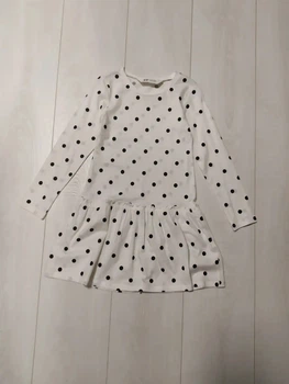 Платье длинный рукав белый в горох H&M 134-140см (40006595)