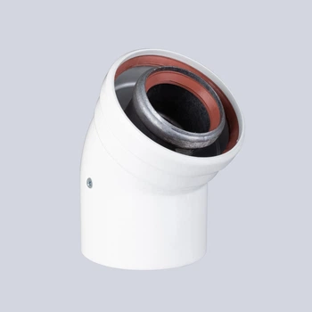 Колено коаксиальное для газового турбо котла 45° градусов d60/100, Al+Al