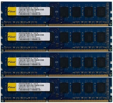 Оперативна пам'ять Elixir Dimm 16Gb (4*4Gb) DDR3 1333MHz PC3 10600 CL9 M2F4GH64CB8HB6N-CG Б\в