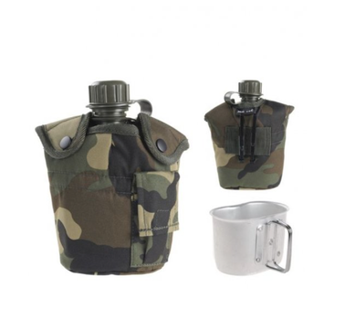 Фляга Військова Тактична Mil-Tec 1 L У Чохлі + Чашка, Фляга Армійська, Похідна, Мультикам
