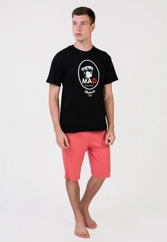 Піжама чоловіча Homewear MAD 19525 ідея для стильного подарунка L Black/Coral (3700465520226)