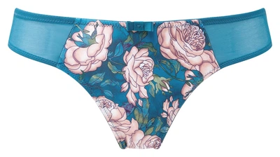 Трусики Gossard Japanese Rose 11606 стрінги з Великобританії з гладкого атласного полотна S Teal (5053014355883)