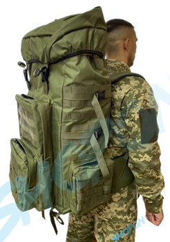 Рюкзак тактичний 70 - 80 літрів об'єм, чоловічий тактичний рюкзак 70л - 80л, водовідштовхувальний оксфорд, Bounce ar. OLIV-70-80L, колір олива