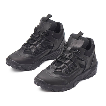 Кросівки тактичні чоловічі демісезонні, кросівки тактичні чоловічі, натуральна шкіра та кордура, розмір 43, Bounce ar. TRFI-2343, колір чорний