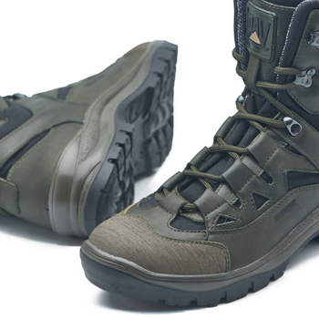 Берці зимові черевики тактичні чоловічі, туфлі тактичні чоловічі берці зимові, натуральна шкіра, розмір 45, Bounce ar. PI-SA-8245, колір хакі