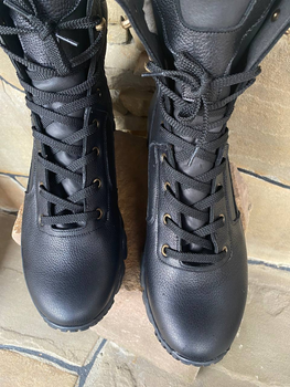 Берці зимові черевики тактичні чоловічі, туфлі тактичні чоловічі берці зимові, натуральна шкіра, розмір 46, Bounce ar. TB-UT-1946, колір чорний