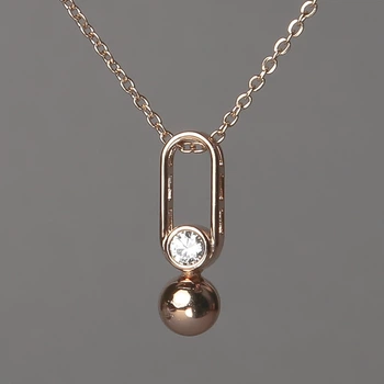 Цепочка Xuping позолота 18К с кулоном со стразой белого цвета 23×7 мм, толщина 1,6 мм, длина 45–50 см, ida57848