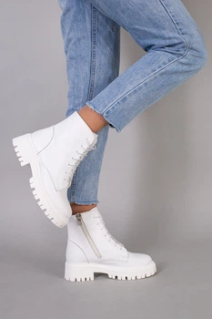 Женские демисезонные ботинки ShoesBand Белые натуральные кожаные на среднюю/широкую стопу внутри байка 41 (26,5 см) (S55841д)