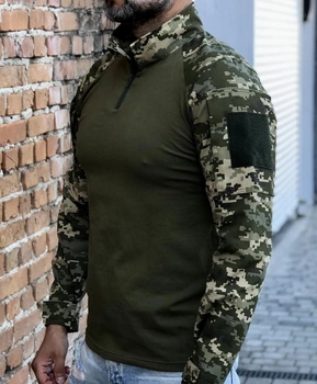 Рубашка мужская военная тактическая с липучками ВСУ (ЗСУ) Пиксель Ubaks Убакс 56 размер 7246 хаки