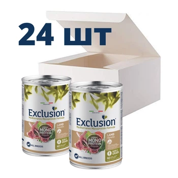 Упаковка вологого корму для собак Exclusion Adult Lamb з ягням 400г 24шт
