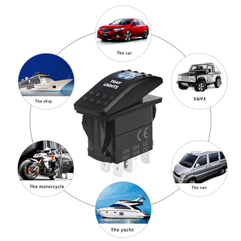 Переключатель 12-24 V для авто, грузовика, лодки с подсветкой Тип 3 Черный (sv1411)