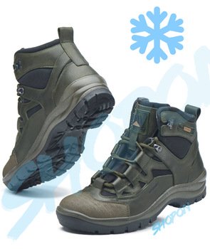 Ботинки зимние тактические мужские, черевики тактичні чоловічі зимові, натуральна шкіра, размер 43, Bounce ar. BP-HA-1043, цвет хаки