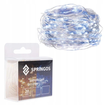 Светодиодная новогодняя гирлянда на батарейках Springos 1.9 м 20 LED CL0010 Cold White/Blue