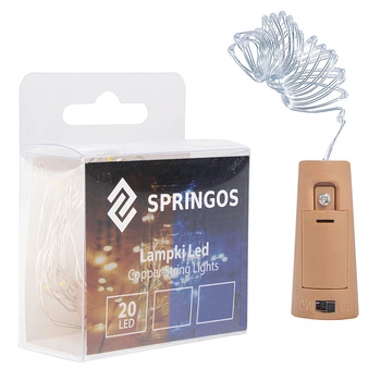 Светодиодная новогодняя гирлянда пробка в бутылку на батарейках Springos 1.9 м 20 LED CL0027 Cold White