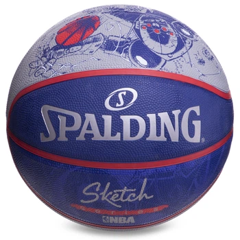 Мяч баскетбольный резиновый Spalding NBA Sketch Action 83677Z размер 7 Blue-Grey