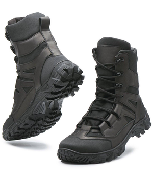 Берцы демисезонные ботинки тактические мужские, черевики тактичні чоловічі берці, натуральна шкіра та кордура, размер 43, Bounce ar. SF-IF-1243, цвет черный