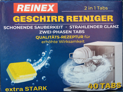 Таблетки для миття посуду в посудомийній машині Reinex Ultra 40 шт (4068400010124)