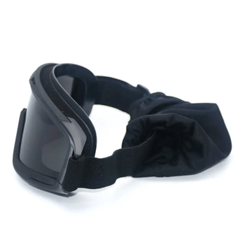 Тактичні окуляри-маска з 3 змінними лінзами та чохлом / Захисні окуляри з полікарбонату, колір чорний
