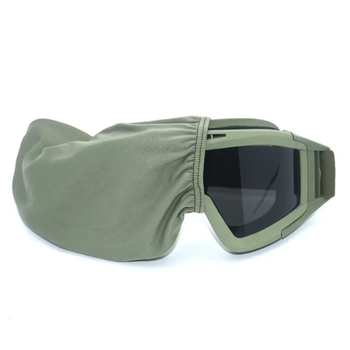 Тактичні окуляри-маска з 3 змінними лінзами та чохлом / Захисні окуляри з полікарбонату, колір зелений