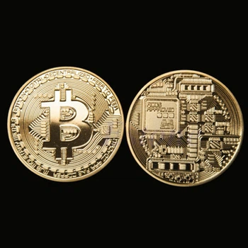 Сувенирная монета Биткоин. Подарочный Bitcoin! Faddare золотистый