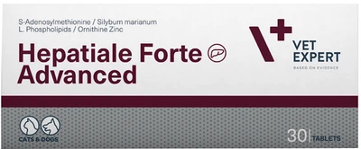 Пищевая добавка Vet Expert Hepatiale Forte Advanced для поддержания и защиты функций печени для кошек и собак 30 шт (5902768346169)